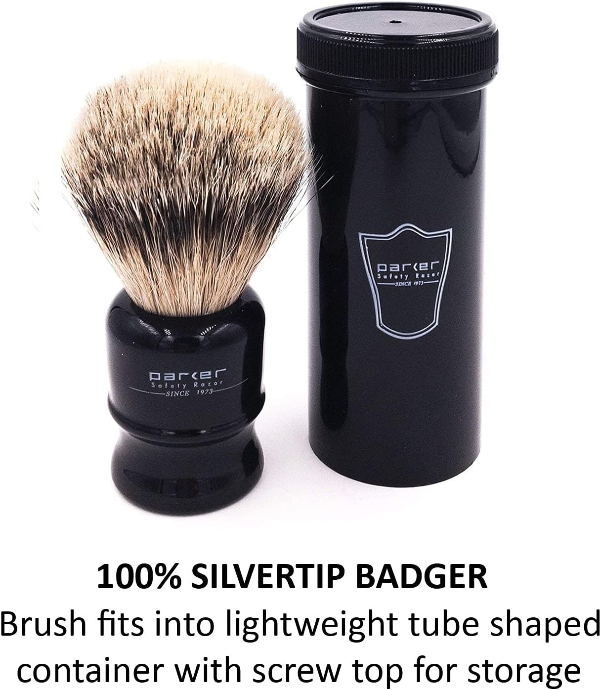 100% Silvertip Travel Shave Brush with Case, Black, Pack of 2 T4121