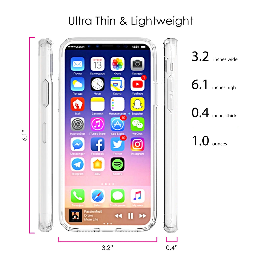 Clear Shockproof Hybrid Case for iPhone XR with TPU Bumper Acrylic Back Tempered Glass Screen Protector W484