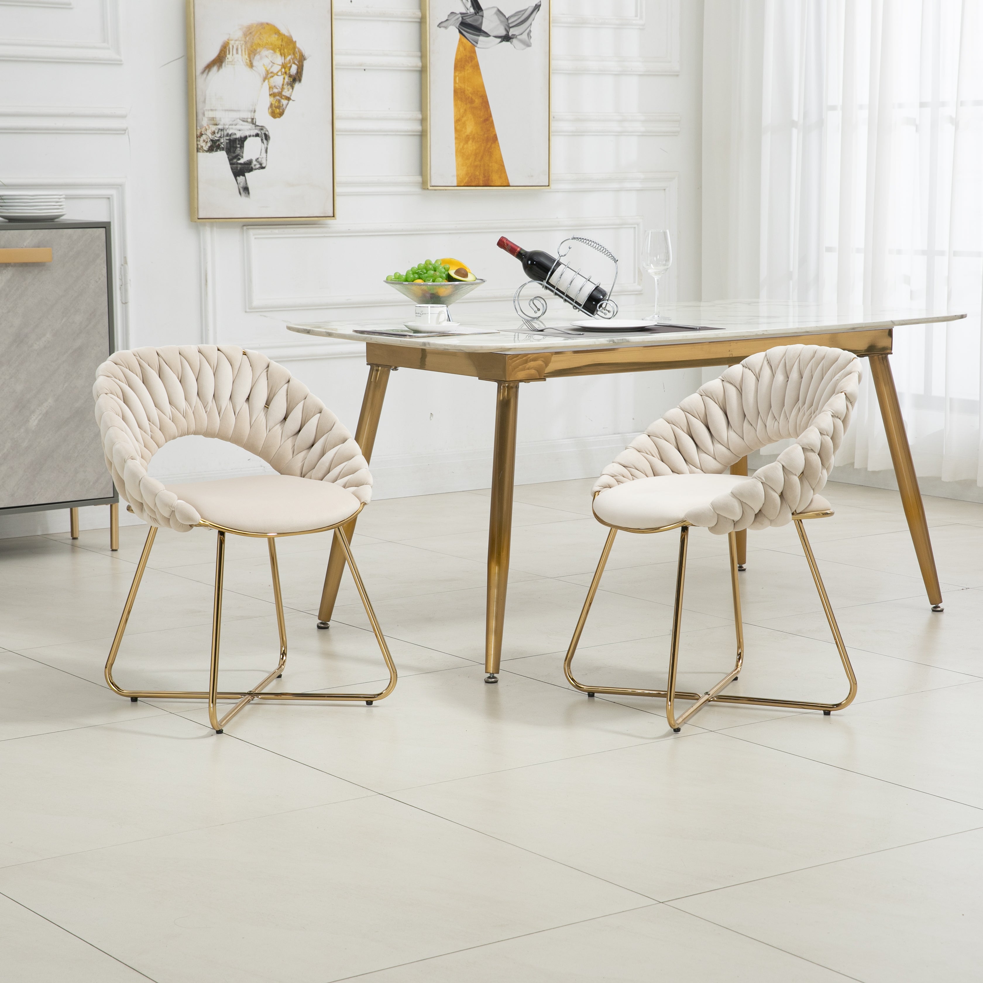 Velvet Accent Chairs Set of 2 with Gold Legs T29865