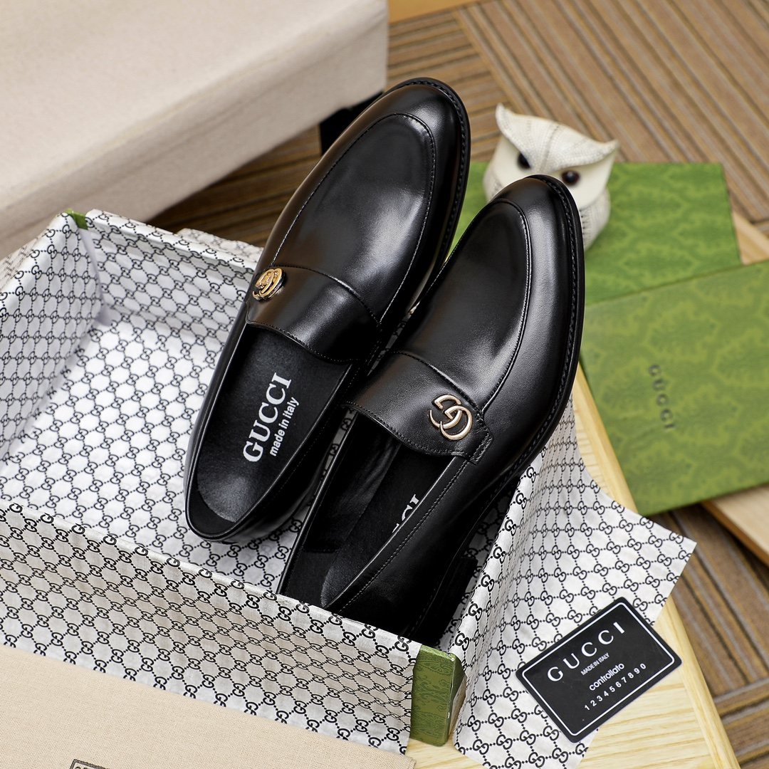 Gucci Black Double-G Slip-On Loafers