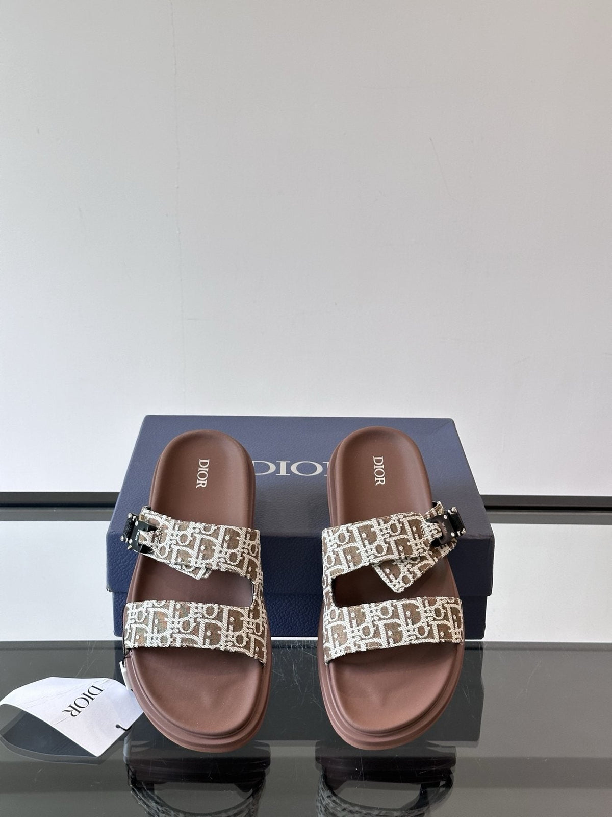 Dior Men's Patterned Strap Slide Sandals - Open-Toe Slip-On Design