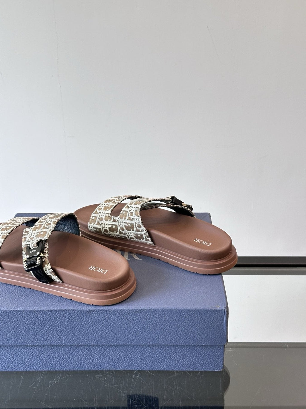 Dior Men's Patterned Strap Slide Sandals - Open-Toe Slip-On Design