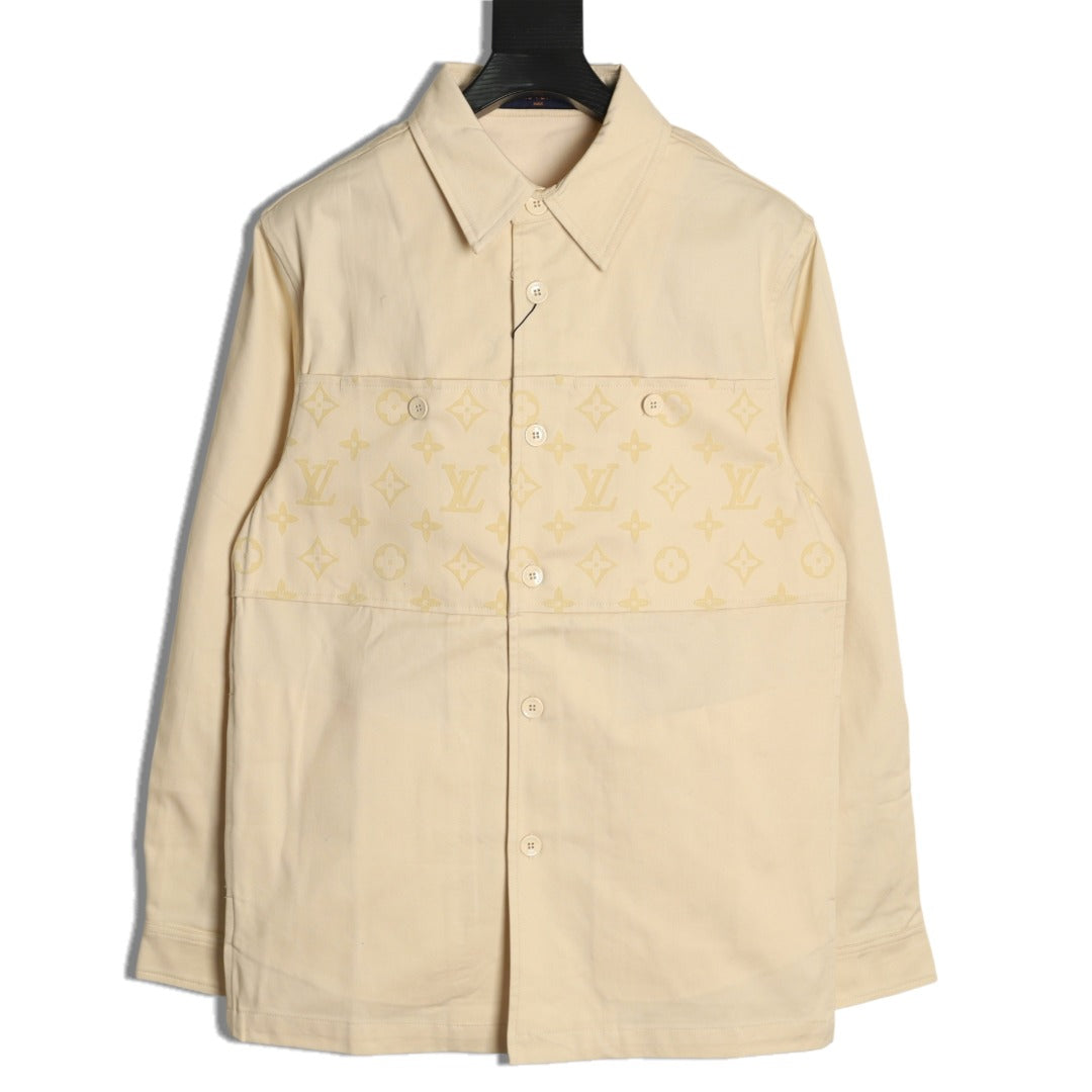 Louis Vuitton Flocked-Panel Shirt Jacket - Beige